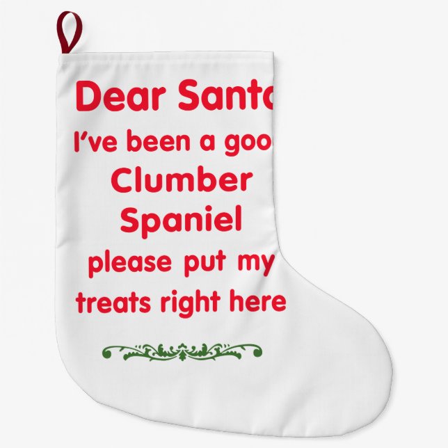 good Clumber Spaniel Large Christmas Stocking (Front)