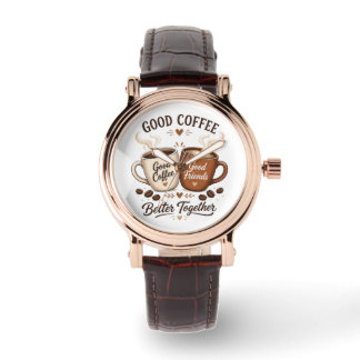 Good Coffee Good Friends with two coffee cups Watch