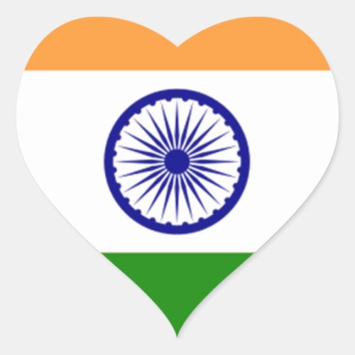 Good color Indian flag Tiranga Heart Sticker