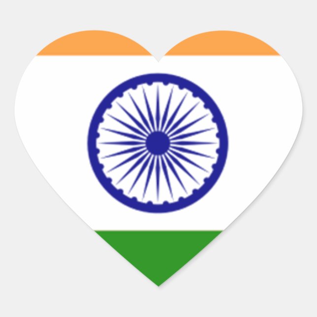 Good color Indian flag "Tiranga" Heart Sticker (Front)
