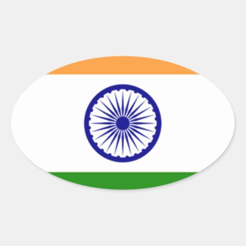 Good color Indian flag Tiranga Oval Sticker