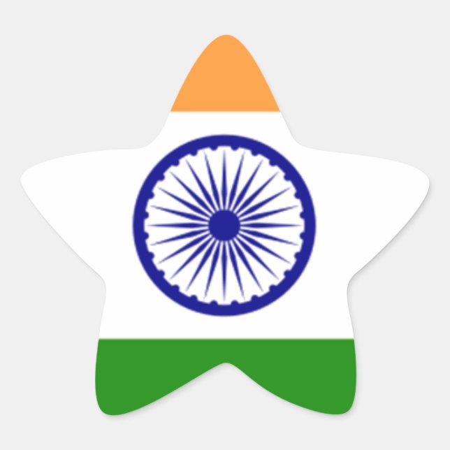 Good color Indian flag "Tiranga" Star Sticker (Front)