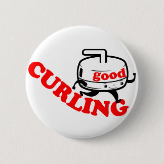 [ GOOD CURLING ] Retro "Stone Guy" Gifts by SKO Pinback Button