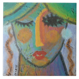 Good Day Abstract Acrylic Painting on OSB Ceramic Tile