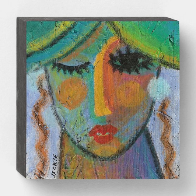 Good Day Abstract Acrylic Painting on OSB Wooden Box Sign (Front Horizontal)