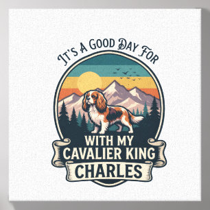 Good Day Hiking Cavalier King Charles Dog Canvas Photo Tile