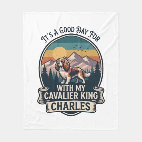Good Day Hiking Cavalier King Charles Dog Fleece Blanket