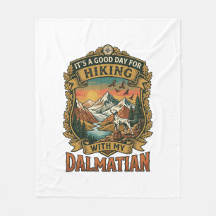 Good Day Hiking Dalmatian Dog Mountains River Fleece Blanket