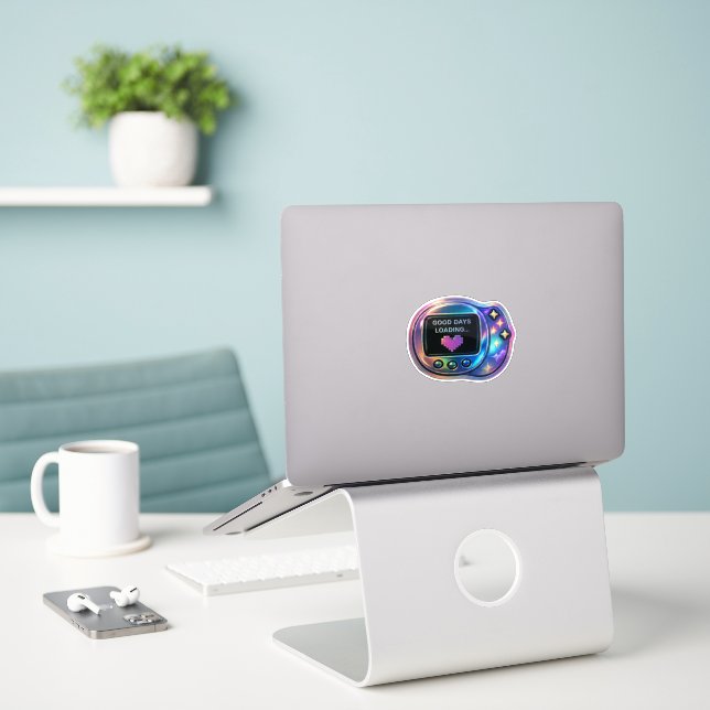 Good Day Loading Sticker | Positive Vibes Aestheti (Laptop On Desk)
