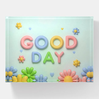 Good Day Pastel Flowers 3-D Look Paperweight