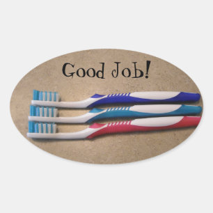 Good Dental Hygiene - Toothbrushes Oval Sticker