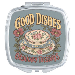 Good Dishes Ordinary Tuesdays Floral China Compact Mirror