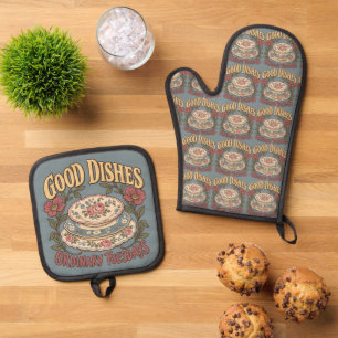 Good Dishes Ordinary Tuesdays Floral China Oven Mitt & Pot Holder Set