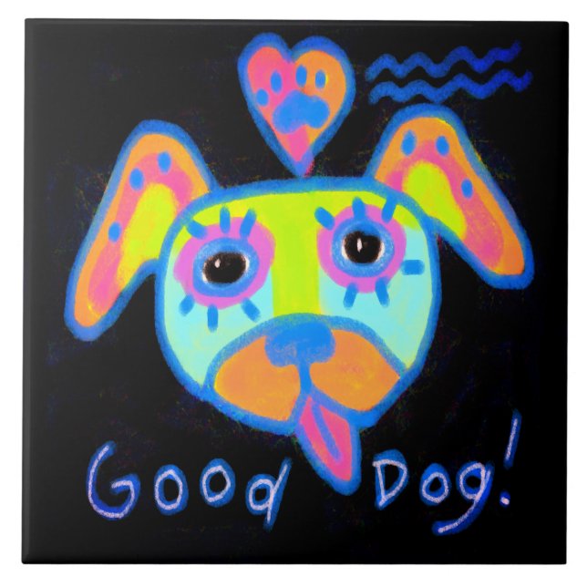 Good Dog Abstract Art Tile (Front)