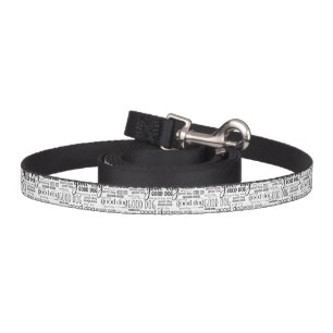 Good Dog Typography Pattern Black and White Pet Leash