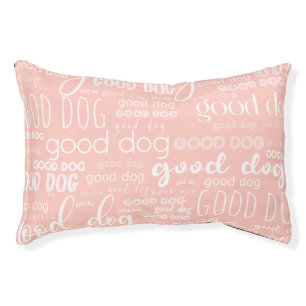 Good Dog Typography Pattern Light Pink Pet Bed