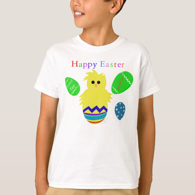 Good Egg Colorful Easter Chick Eggs PERSONALIZE T-Shirt (Front)