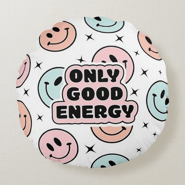 Good Energy Round Pillow (Front)