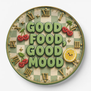 Good Food Good Mood Kitchen Cute Fruit Decor Paper Plates