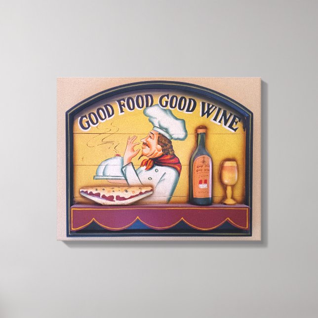 Good Food Good Wine Chef Canvas Print (Front)