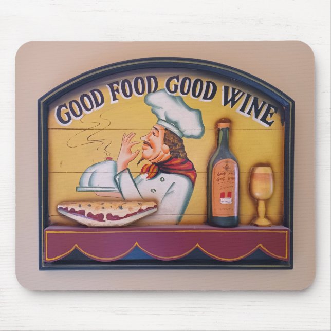 Good Food Good Wine Chef Mouse Pad (Front)