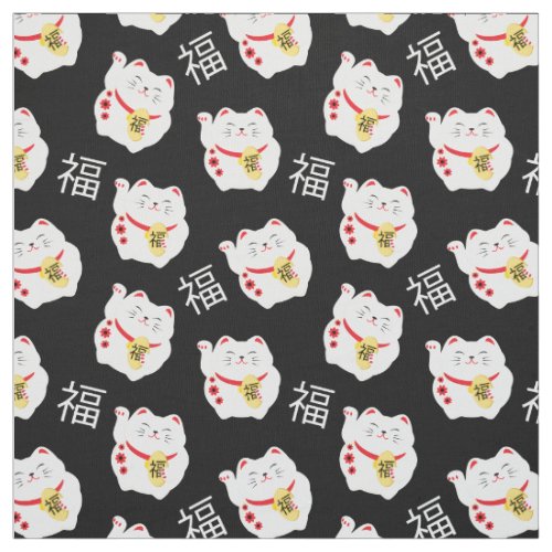 Good Fortune Cat Lucky Charm Fabric