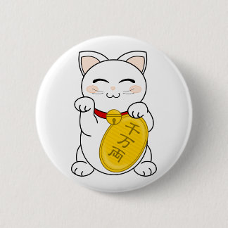 Good Fortune Cat - Maneki Neko Pinback Button