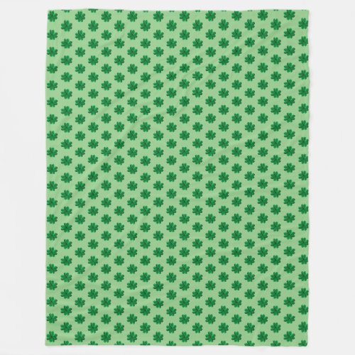 Good Fortune Four_Leaf Clovers on Lime Green Fleece Blanket