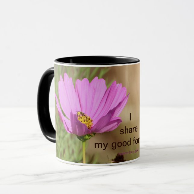 Good fortune mantra cosmos flower Mug (Front Left)