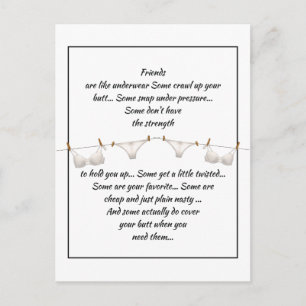 Good Friend are like Underwear Fun Quote Postcard
