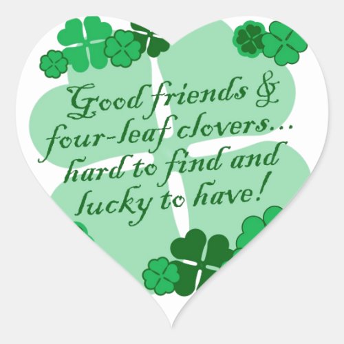 Good Friends and Shamrocks Heart Sticker