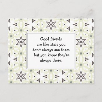 Good Friends  Are Like Stars Custom Quote Postcard by countrymousestudio at Zazzle