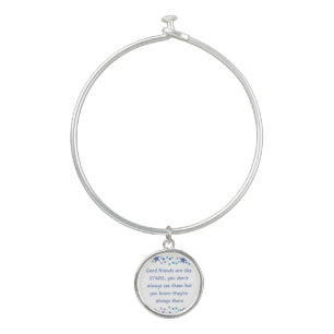 Good Friends are like Stars Inspirational Quote Bangle Bracelet