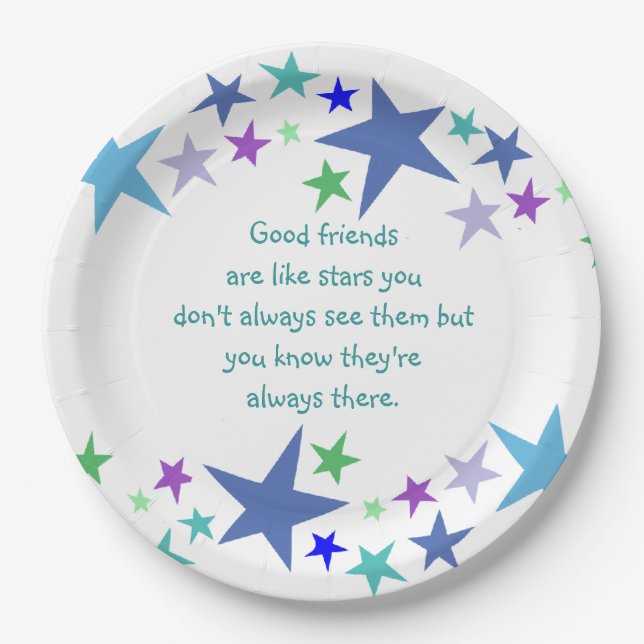 Good Friends are like Stars Inspirational Quote Paper Plates (Front)