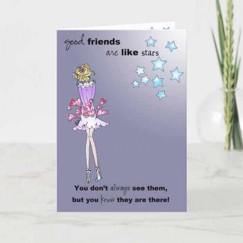 Good friends are like stars thank you card