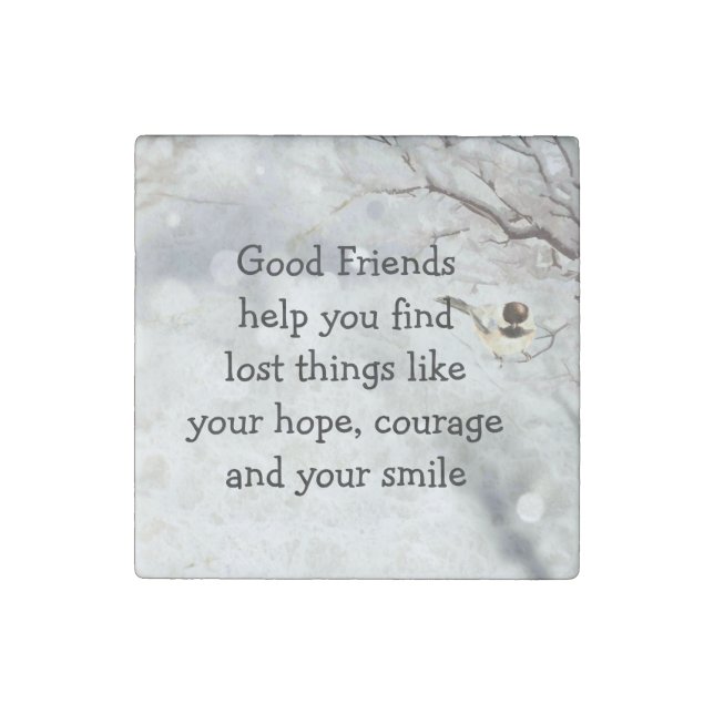 Good Friends Friendship Quote Cute Bird Art Stone Magnet (Front)