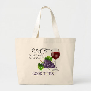 Good Friends, Good Wine Large Tote Bag