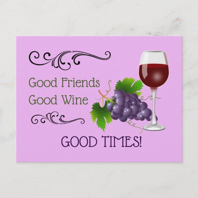 Good Friends, Good Wine Postcard (Front)