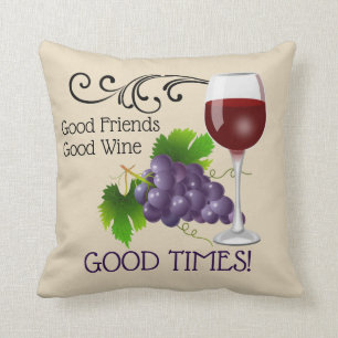 Good Friends, Good Wine Throw Pillow