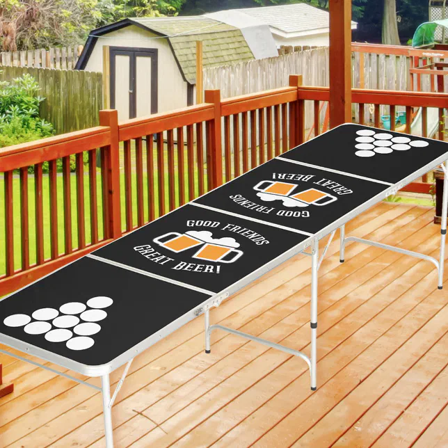 Good Friends Great Beer Quote Black Regulation Beer Pong Table | Zazzle