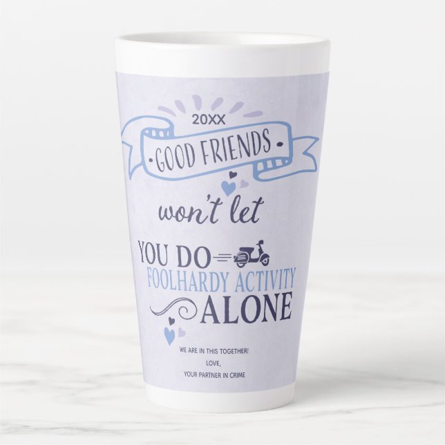 Good Friends Purple Typography Quote Latte Mug (Front)