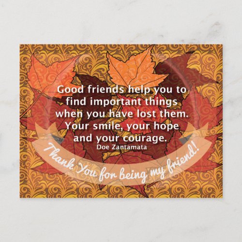 Good friends quote postcard