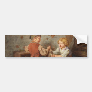 Good Friends (Young Boys Playing With Pet Rabbit) Bumper Sticker