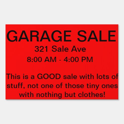 Good garage sale sign