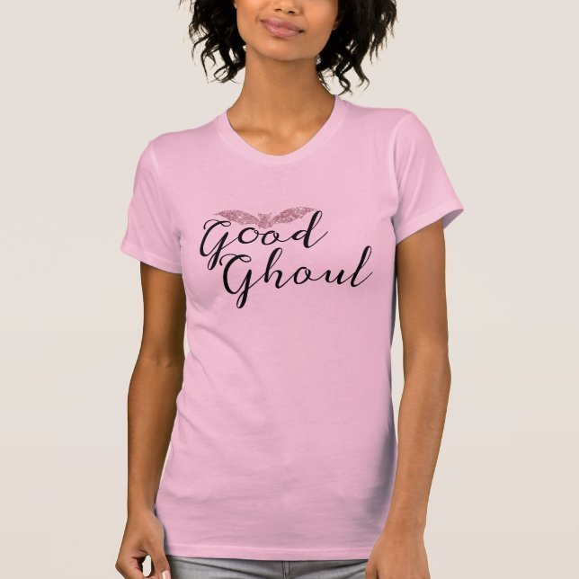 Good Ghoul Pink Glitter Bat T-Shirt (Front)