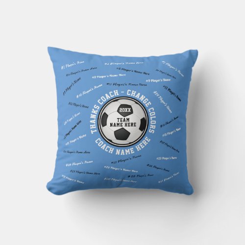 Good Gifts for Soccer Coaches Up to 31 Players Throw Pillow