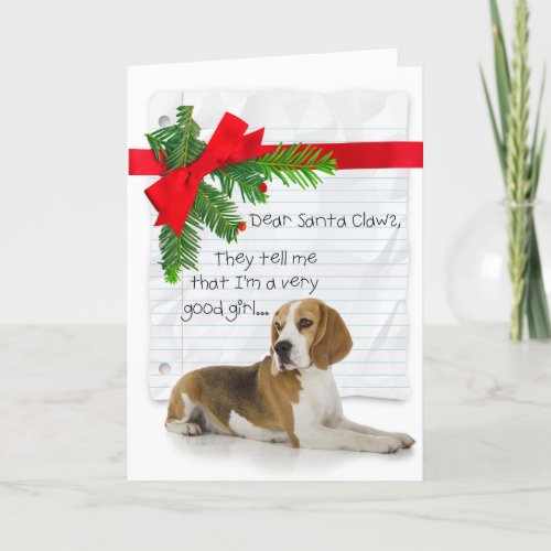 Good Girl Beagle Christmas Holiday Card