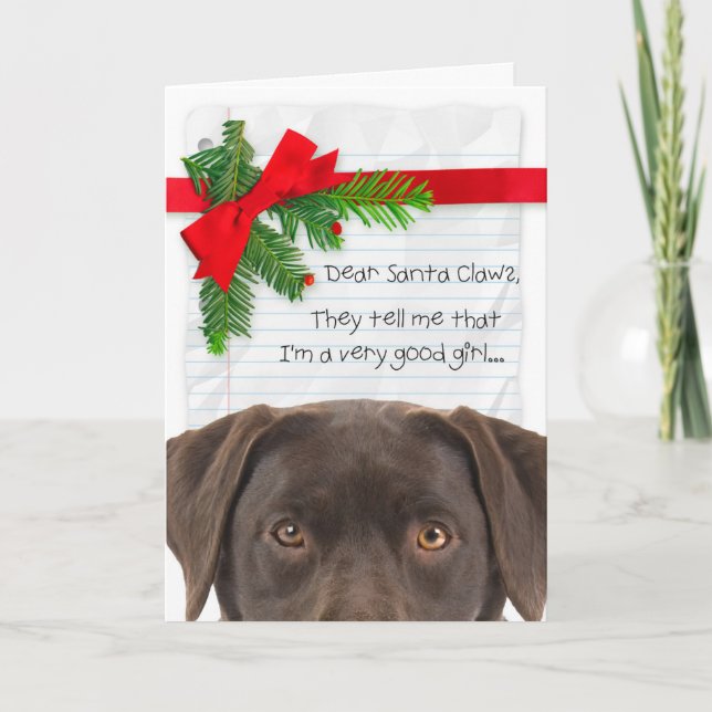 Good Girl Chocolate Lab Christmas Card (Front)