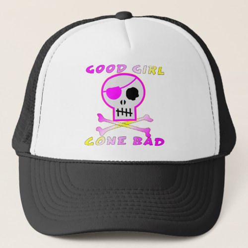 Good Girl Gone Bad Pirate Skull Trucker Hat