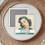 Good Girl with Bad habits Funny Retro 50s Saying Magnet<br><div class="desc">This design was created though digital art. It may be personalized in the area provide or customizing by choosing the click to customize further option and changing the name, initials or words. You may also change the text color and style or delete the text for an image only design. Contact...</div>